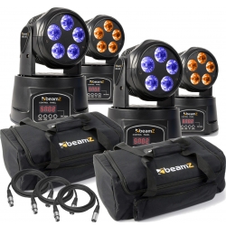 Pakketilbud - 4 stk. MHL90 Moving Head Wash, 2 tasker og DMX Kabler TILBUD NU