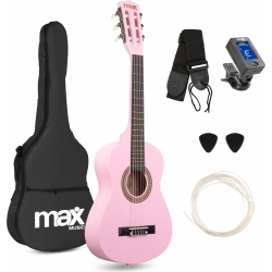 Børne Guitarpakke 30" - 1/4 børneguitar, Akustisk (3-5 år) Pink / Alt du skal br