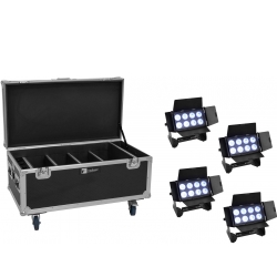 Eurolite Set 4x AKKU Multiflood IP 8x10W RGBW Wash CRMX + Case with charging fun