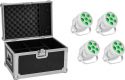 Eurolite Set 4x LED Silent PAR 6 QCL Floor wh + Case
