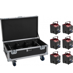 Eurolite Set 6x AKKU UP-4 QCL Spot QuickDMX MK2 + Flightcase with wheels and cha