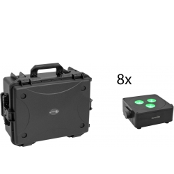 Eurolite Set 8x AKKU IP Flat Light 3 bk + Plastic case with trolley TILBUD NU
