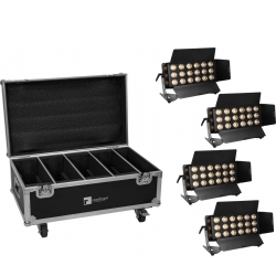 Eurolite Set 4x LED CLS-18 QCL RGB/WW 18x7W + Flightcase with wheels TILBUD NU