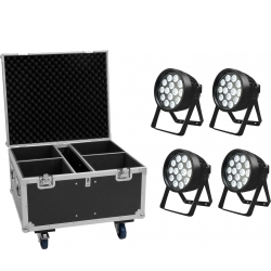 Eurolite Set 4x LED IP PAR 14x8W QCL + Flightcase TILBUD NU