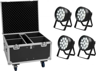 Eurolite Set 4x LED IP PAR 14x8W QCL + Flightcase