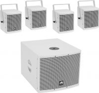 Omnitronic Set MOLLY-12A Subwoofer active + 4x MOLLY-6 Top 8 Ohm, white