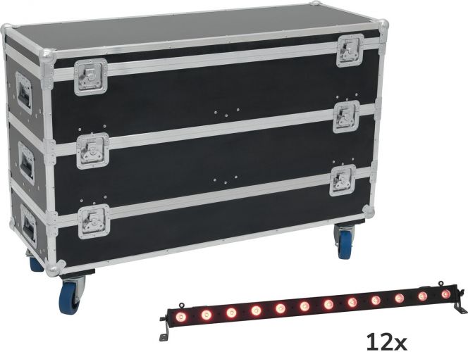 Eurolite Set 12x LED BAR-12 QCL RGB+UV Bar + Case with wheels