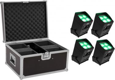 Eurolite Set 4x AKKU IP UP-4 Entry QCL Spot QuickDMX + Case