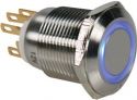 ProSwitch - Stålkontakt, 1P OFF-(ON) Ø19mm Blå ring ProSwitch - Stålkontakt, 1P OFF-(ON) Ø19mm Blå ring