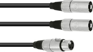 Omnitronic Adaptercable XLR(F)/2xXLR(M) 1m bk