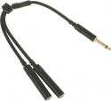 Adapterkabel, Y-split - 1x 6.3mm Jack han (mono) til 2x 6.3mm Jack hun (mono)
