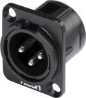 XLR Chassis (3 pin), HICON XLR mounting plug 3pin HI-X3DM-M