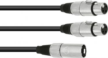 Omnitronic Adaptercable XLR(M)/2xXLR(F) 0.5m bk