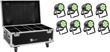 Eurolite Set 8x LED IP PAR 7x10W RGBL Spot + Case