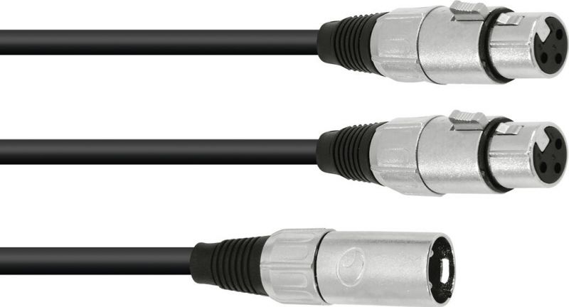 Omnitronic Adaptercable XLR(M)/2xXLR(F) 0.5m bk