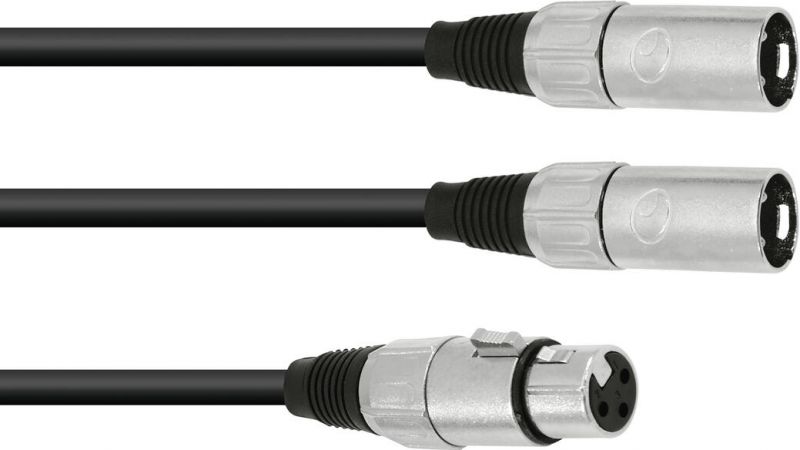 Omnitronic Adaptercable XLR(F)/2xXLR(M) 1m bk