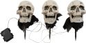 Black Light, Europalms Halloween Skeleton Head with Stake, Set of 3, 29cm Black Light, Europalms Halloween Skeleton Head with Stake, Set of 3, 29cm