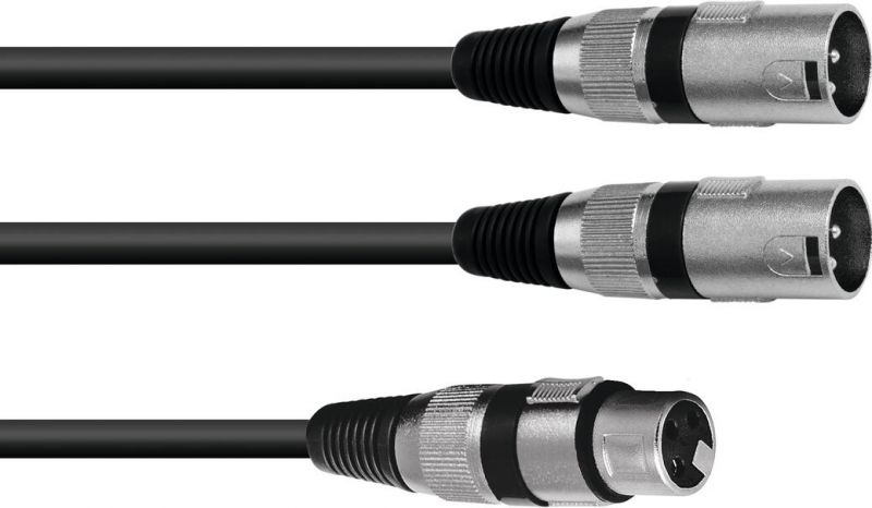 Omnitronic Adapter Cable XLR(F)/2xXLR(M) 0.5m bk