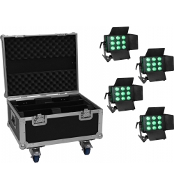 Eurolite Set 4x LED CLS-9 QCL RGB/WW 9x7W + Case TILBUD NU