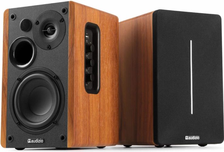 KS01B Active Bookshelf Speaker Set 120W BT Wood