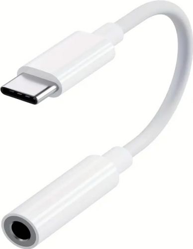 Adapterkabel, USB-C til 3.5mm Stereo Jack Hun / 10cm / hvid