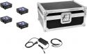 Uplights på batteri, Eurolite Set 4x AKKU Flat Light 3 bk + Charger + Case