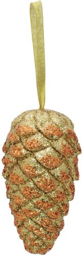 Europalms Pinecone hanger, glitter, gold, 18cm