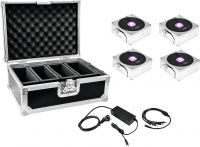 Eurolite Set 4x AKKU IP Flat Light 1 chrome + Case + Charger