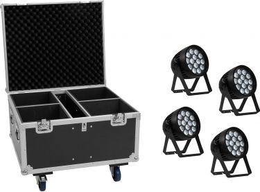 Eurolite Set 4x AKKU IP PAR 14 HCL QuickDMX + Flightcase