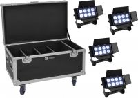Eurolite Set 4x Multiflood IP 8x10W RGBW Wash CRMX + Case