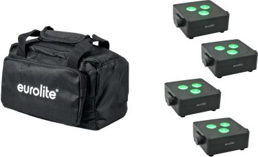 Eurolite Set 4x AKKU IP Flat Light 3 bk + Soft Bag