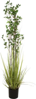 Europalms Evergreen shrub with grass, artificial plant, 182cm