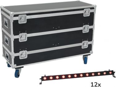 Eurolite Set 12x LED BAR-12 QCL RGB+UV Bar + Case with wheels