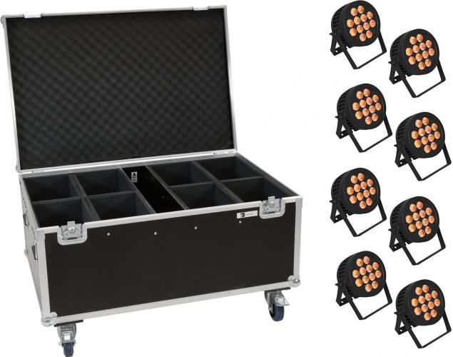 Eurolite Set 8x LED IP PAR 12x9W SCL Spot + Case with wheels