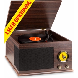 Pladespiller med FM Radio, Bluetooth og indbygget stereo højttalere / Flot Vinta