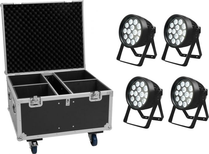 Eurolite Set 4x LED IP PAR 14x8W QCL + Flightcase