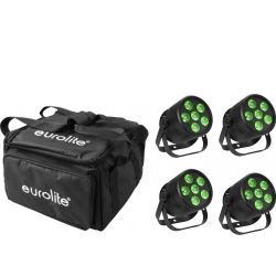Eurolite Set 4x LED Silent Par 6 QCL Floor bk + Soft Bag TILBUD NU
