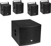 Omnitronic Set MOLLY-12A Subwoofer active + 4x MOLLY-6 Top 8 ohms, black