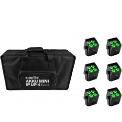 Eurolite Set 6x AKKU Mini IP UP-4 QCL Spot MK2 + Soft Bag TILBUD NU
