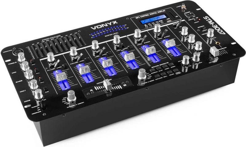 DJ Mixer 19" STM-3007 6-kanals med LED lys, Bluetooth og SD/USB/MP3-afspiller