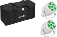 Eurolite Set 2x LED Silent Par 6 QCL Floor wh + Soft Bag