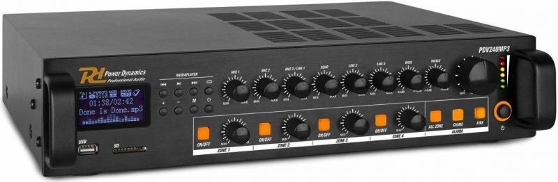 PDV240MP3 PA Mixer Forstærker 240W/100V 4 zoner