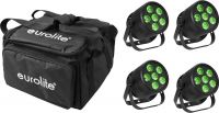 Eurolite Set 4x LED Silent Par 6 QCL Floor bk + Soft Bag