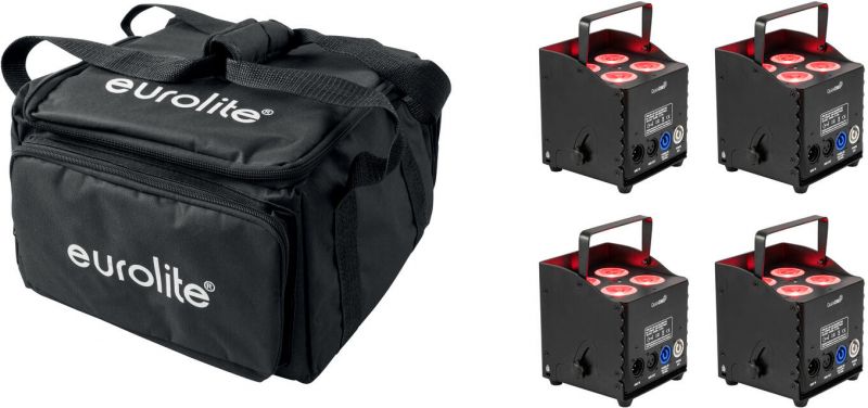 Eurolite Set 4x AKKU UP-4 QCL Spot QuickDMX MK2 + Soft Bag