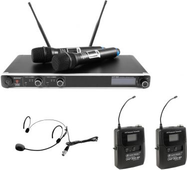 Omnitronic Set UHF-301 Receiver + Headset + 2x Transmitter 823-832/863-865 MHz
