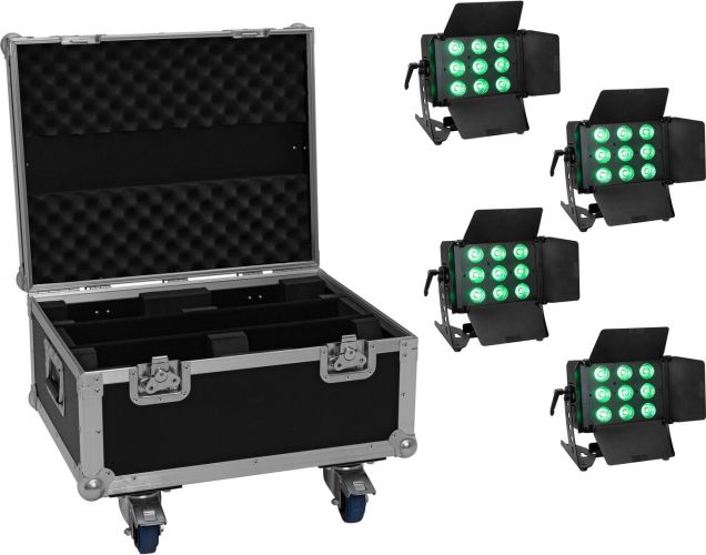 Eurolite Set 4x LED CLS-9 QCL RGB/WW 9x7W + Case