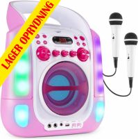 Karaoke højttaler til børn i pink med USB / CD / CDG / Bluetooth - Tilslut TV og syng med!