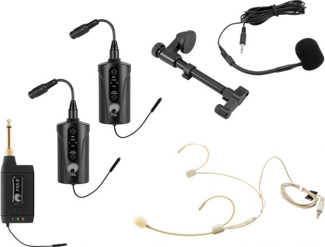 Omnitronic Set FAS TWO + 2x BP + Headset + Acoustic Guitar Microphone 660-690MHz