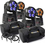 Pakketilbud - 4 stk. MHL90 Moving Head Wash, 2 tasker og DMX Kabler