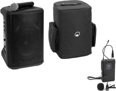 Omnitronic Set PORTY-8A Drahtlos-PA-System + Bodypack Transmitter incl. Lavalier Microphone + Soft B